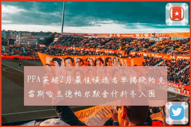 PFA英超2月最佳候选名单揭晓约克雷斯哈兰德帕尔默舍什科齐入围